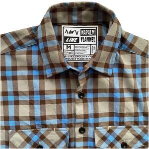 Napalm Flannel Blue Gray Plaid Medium Made in the USA Polyester